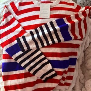 Cocoa Cashmere London  Red, Blue, and Black Striped Kids Sweater